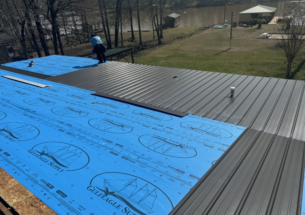 top view of a roof under construction