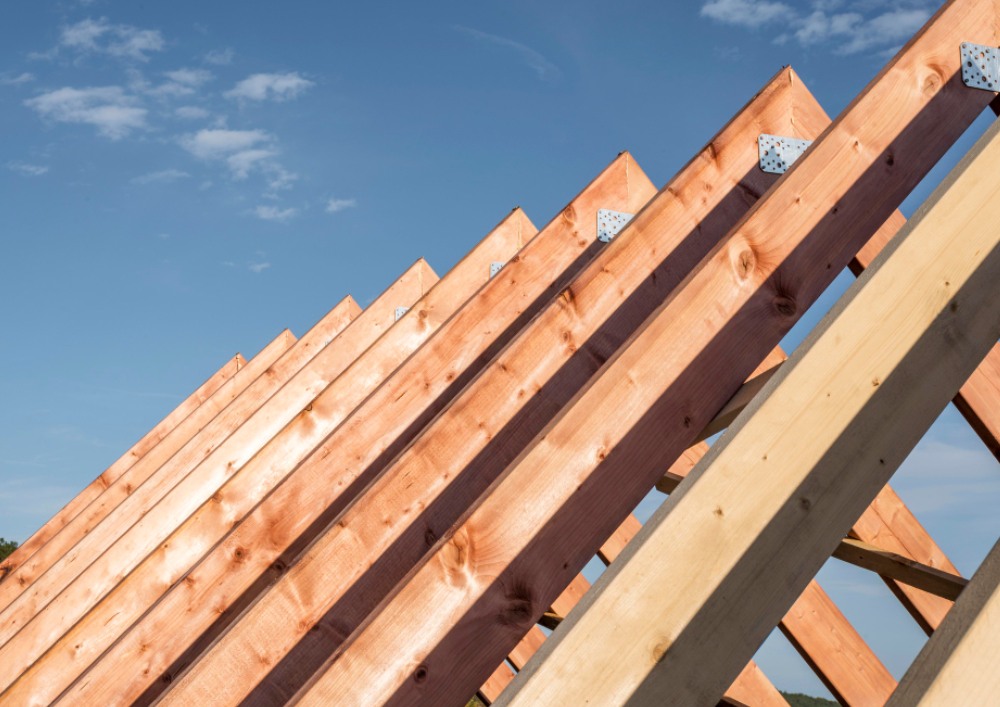 wooden under construction roof